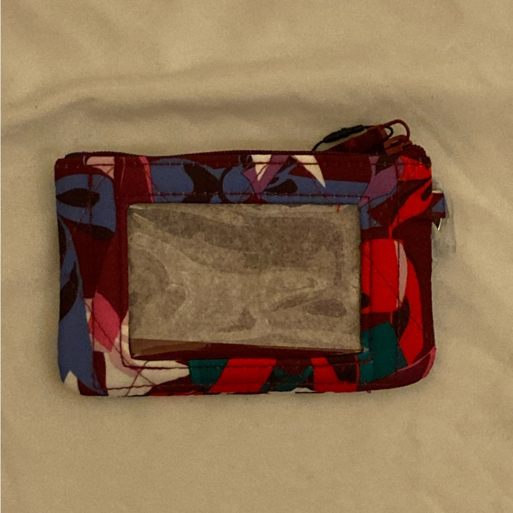 Vera Bradley Red Purple Teal Floral ID  Card Holder with a Removable Lanyard